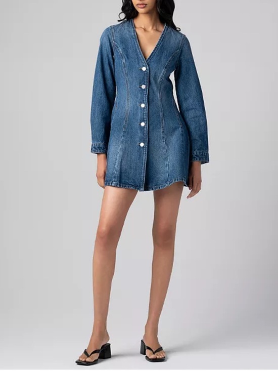 Blank NYC Dresses & Skirts - ✅ NWOT Blank NYC Denim V-Neck Button Front Long Sleeve Mini Dress size S